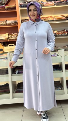 Oysho Uzun Basıc Tunik Açık Gri/1105 - Thumbnail