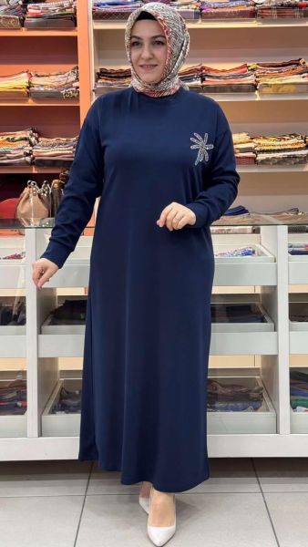 Palmiye Taşlı Elbise Lacivert/5423