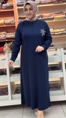 Palmiye Taşlı Elbise Lacivert/5423 - Thumbnail