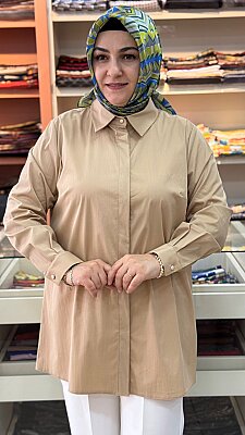 Pamuklu Basic Tunik Camel/4212 - Thumbnail