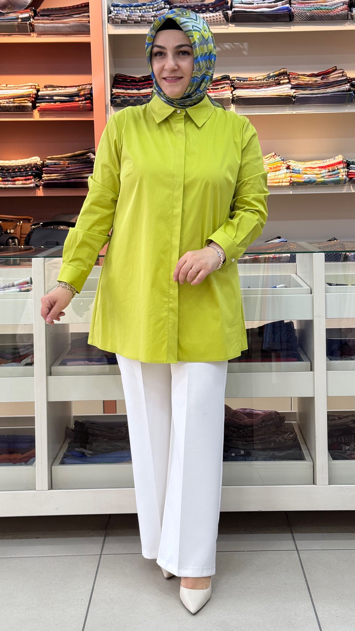 Gaze - Pamuklu Basic Tunik Yağ Yeşili/4212 