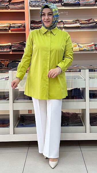 Pamuklu Basic Tunik Yağ Yeşili/4212 