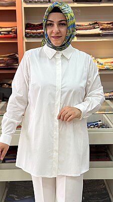 Pamuklu Basic Tunik Ekru/4212 - Thumbnail