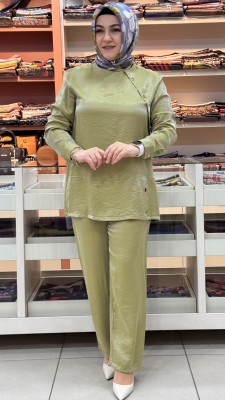 Pantolonlu Jakarlı Takım Yağ Yeşili/6097 - Thumbnail