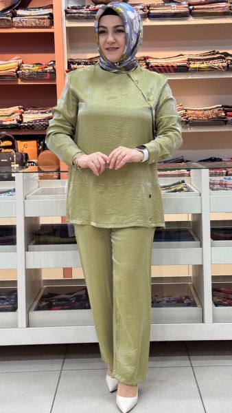 Pantolonlu Jakarlı Takım Yağ Yeşili/6097