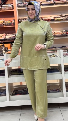 Pantolonlu Jakarlı Takım Yağ Yeşili/6097 - Thumbnail