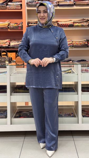 Pantolonlu Jakarlı Takım Lacivert/6097