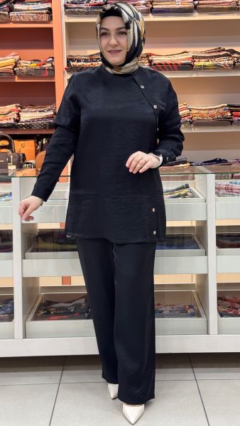 Pantolonlu Jakarlı Takım Siyah/6097