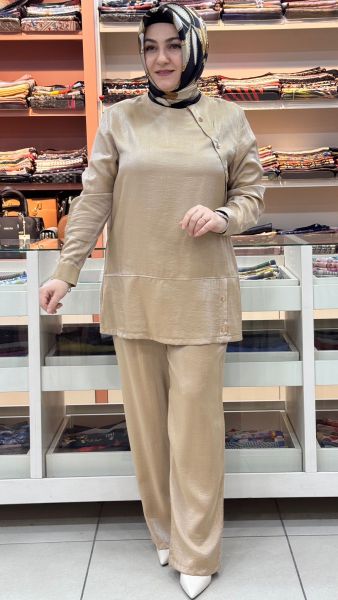 Pantolonlu Jakarlı Takım Vizon/6097