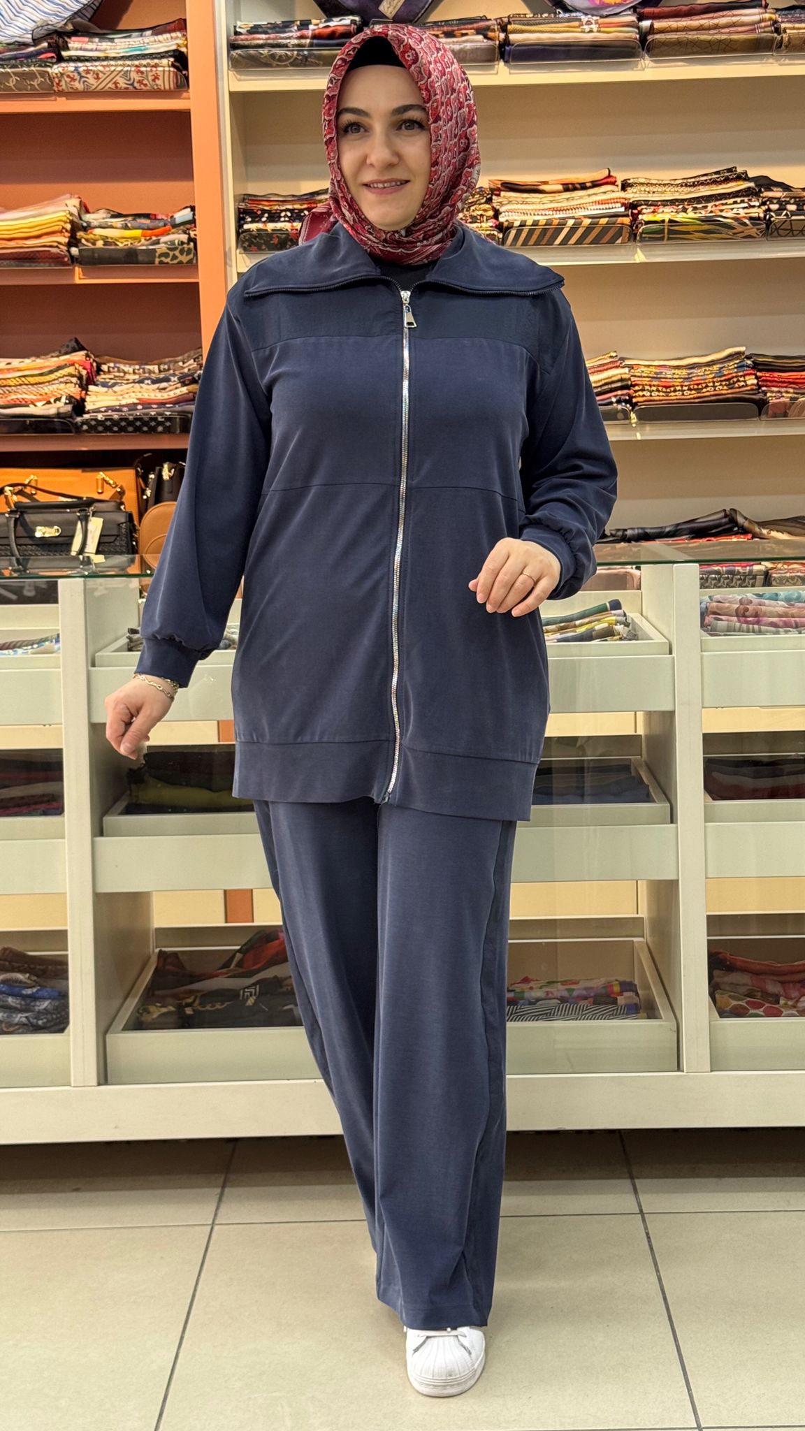 Puane - Paraşüt Detaylı Fermuarlı Pantolonlu Takım Lacivert/144210