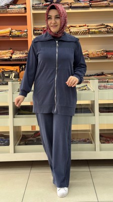 Puane - Paraşüt Detaylı Fermuarlı Pantolonlu Takım Lacivert/144210