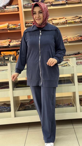 Paraşüt Detaylı Fermuarlı Pantolonlu Takım Lacivert/144210