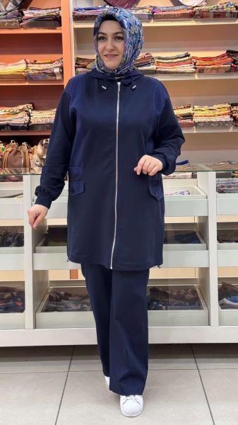 Paraşüt Kumaş Detaylı Kap Lacivert/10733