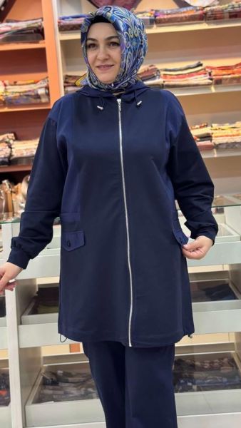 Paraşüt Kumaş Detaylı Kap Lacivert/10733