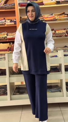 Paraşüt Kumaş Detaylı Takım Lacivert/120250 - Thumbnail