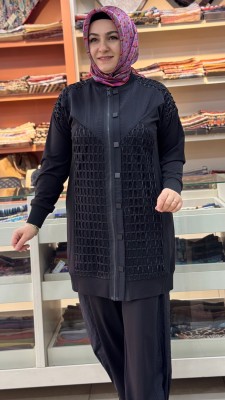 Paraşüt Ve File Detaylı Takım Siyah/35144 - Thumbnail