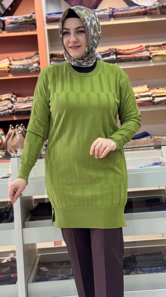 Parmak Desen Triko Tunik Yeşil/1874