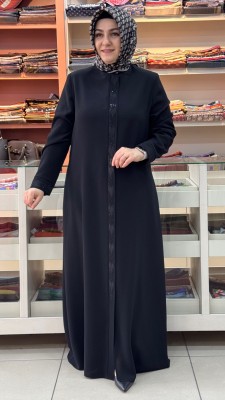 sar moda - Pat Nakışlı Ferace Siyah/9041