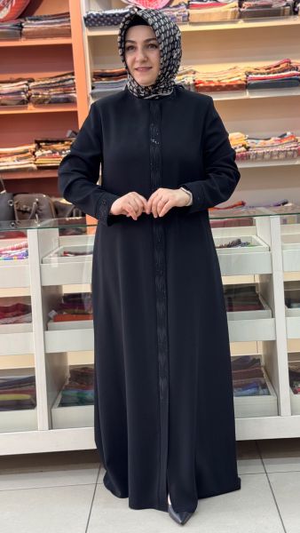 Pat Nakışlı Ferace Siyah/9041