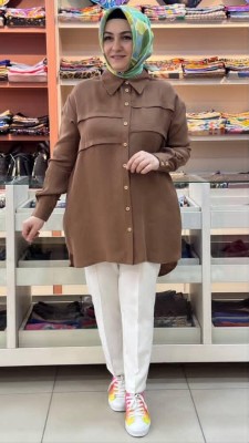 Pile Detaylı Tunik Kahve/2511442 - Thumbnail