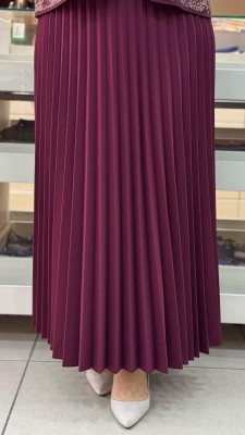 FAMELİN - Pileli Etek Bordo/8940