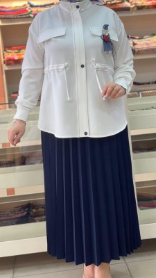 Piliseli Etekli Cep Detaylı Ceketli Takım Lacivert/7724 - Thumbnail