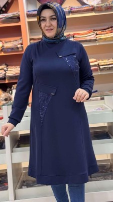Pul Detaylı Tunik Lacivert/ 3304 - Thumbnail
