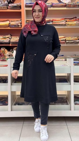 Pul Detaylı Tunik Siyah/ 3304