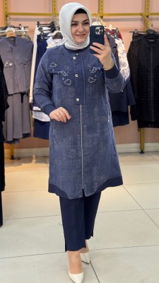 Pul Detaylı Kap Denim Mavi/25149 - Thumbnail