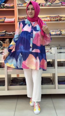 Renkli Tunik Lacivert/170153 - Thumbnail