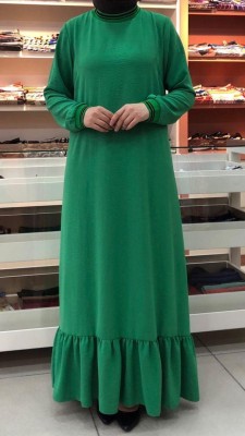  - Ribana Detaylı Elbise Benetton Yeşil/8315