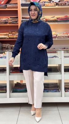 Ribana Detaylı Jakarlı Tunik Lacivert/262926 - Thumbnail