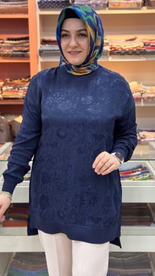 Ribana Detaylı Jakarlı Tunik Lacivert/262926 - Thumbnail