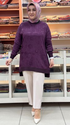 Kado - Ribana Detaylı Jakarlı Tunik Mor/262926