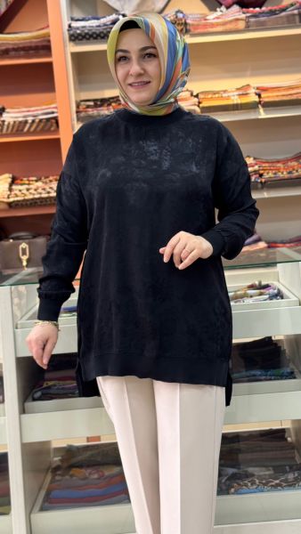 Ribana Detaylı Jakarlı Tunik Siyah/262926