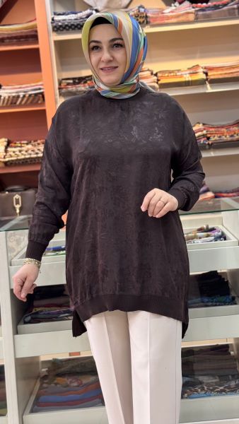 Ribana Detaylı Jakarlı Tunik Kahve/262926