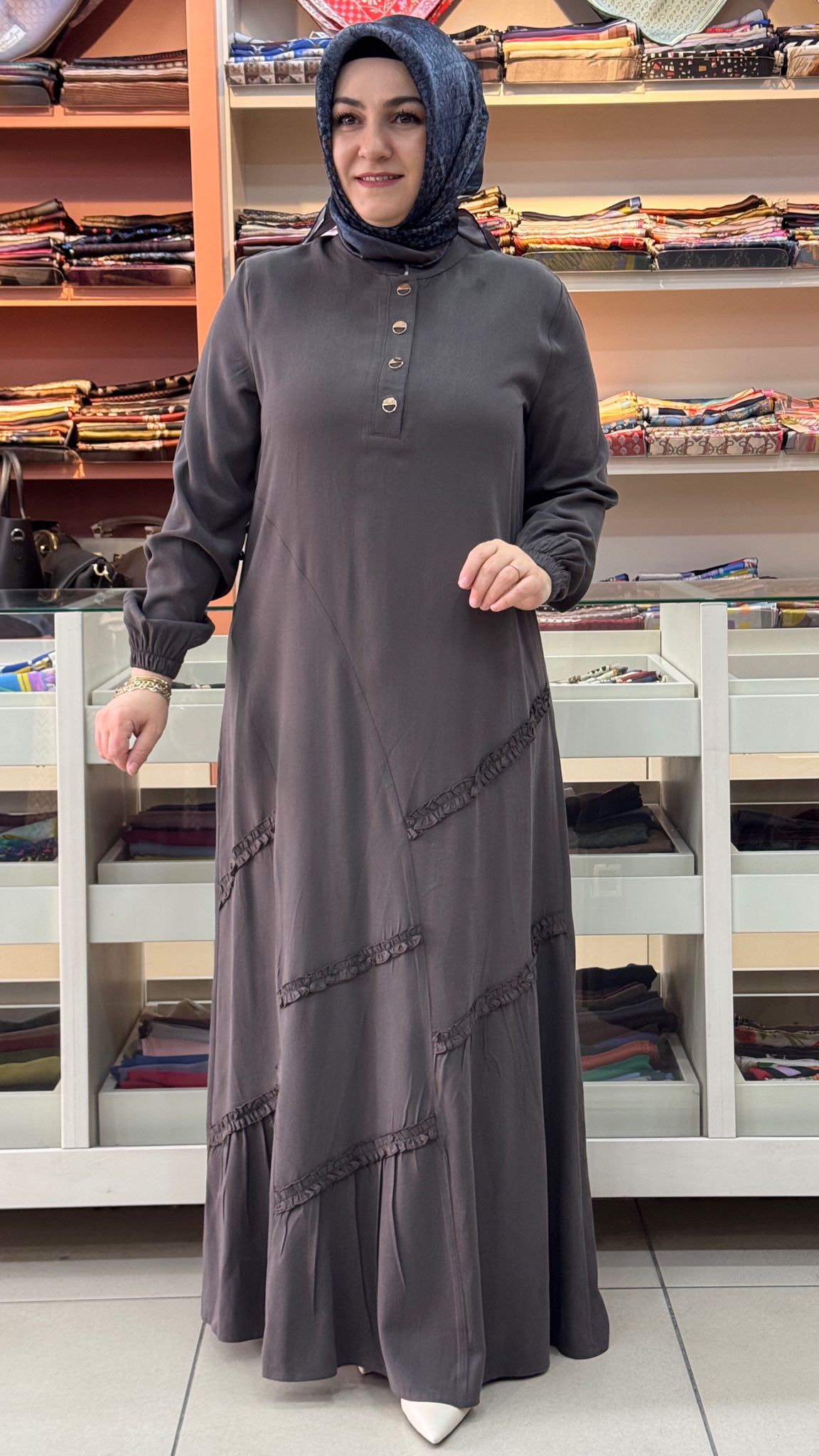 Berelance - Ribanası Şerit Detaylı Etekli Takım Kahverengi/1176 