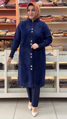  - Sakal Düğmeli Kaşe Hırka Lacivert/4857