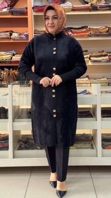  - Sakal Düğmeli Kaşe Hırka Siyah/4857