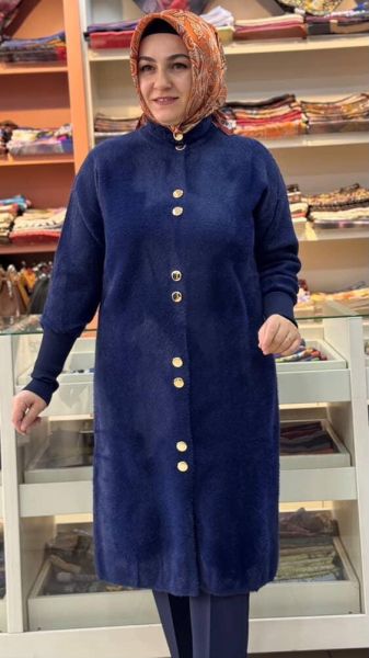 Sakal Düğmeli Kaşe Hırka Lacivert/4857