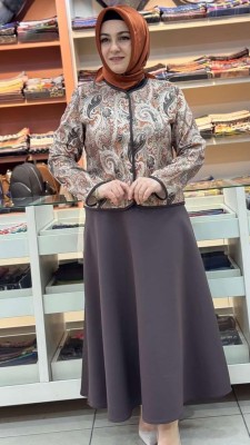 Şal Desen Etekli Takım Kahve/1148 - Thumbnail