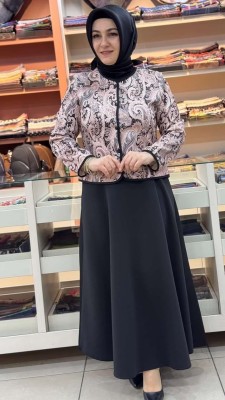 Şal Desen Etekli Takım Siyah/1148 - Thumbnail