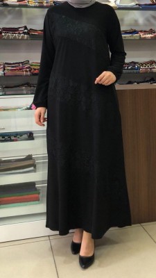  - Sandy Dantel Detaylı Elbise Siyah/9103