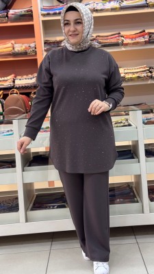 Serpme Taş Detaylı Takım Kahve/1267 - Thumbnail