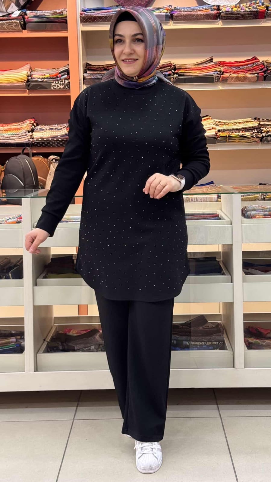 İnza Moda - Serpme Taş Detaylı Takım Siyah/1267