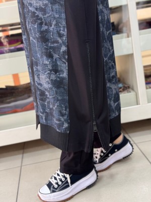 Serpme Taş Detayllı Fermuarlı Uzun Takım Siyah/35148 - Thumbnail