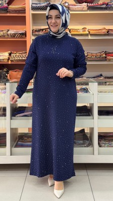 İnza Moda - Serpme Taşlı Elbise Lacivert/5270