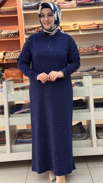 Serpme Taşlı Elbise Lacivert/5270