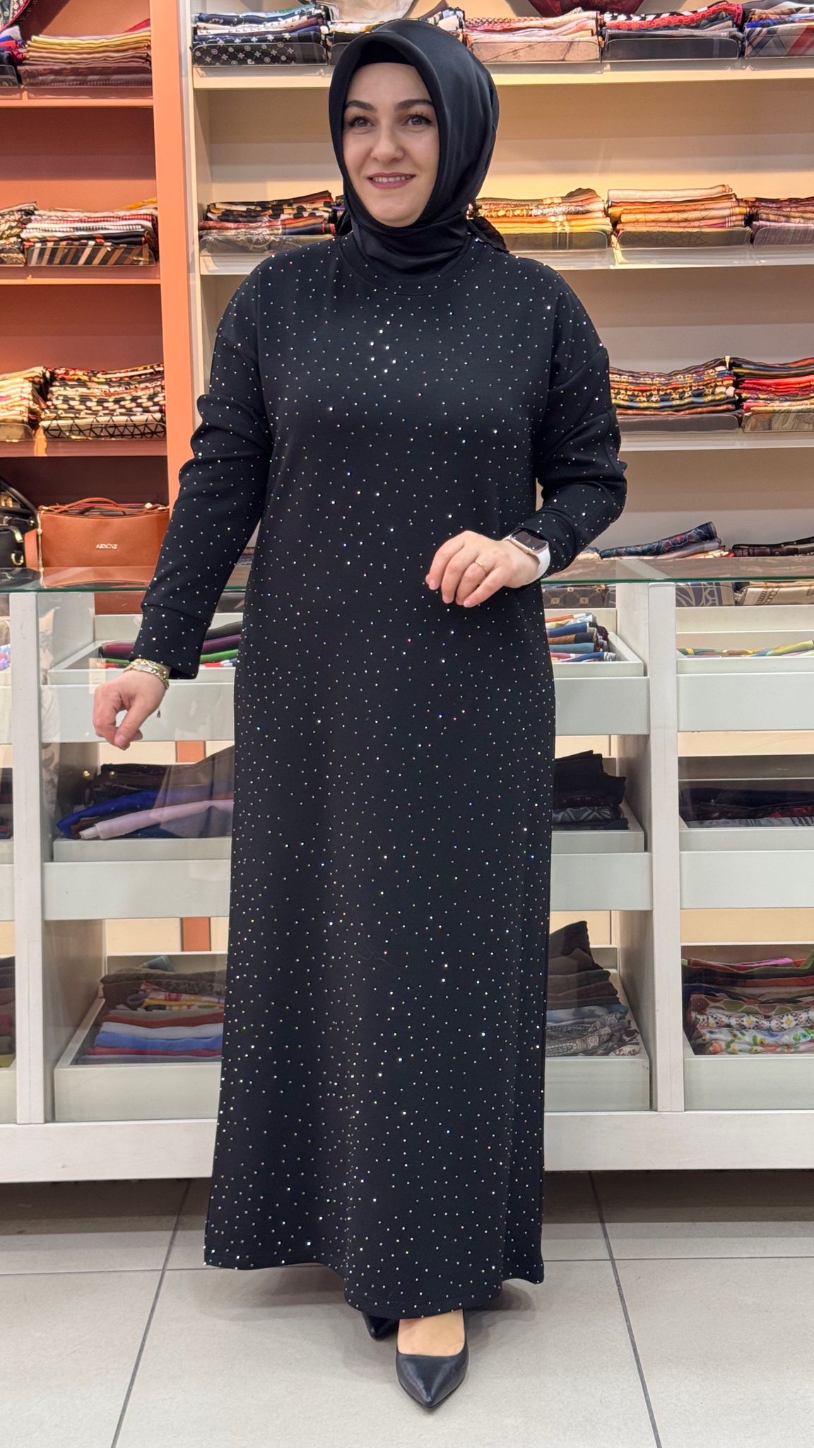 İnza Moda - Serpme Taşlı Elbise Siyah/5270