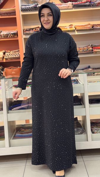 Serpme Taşlı Elbise Siyah/5270